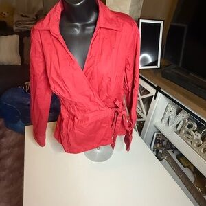 Ann Taylor Loft Women's Red Wrap Jacket size 10